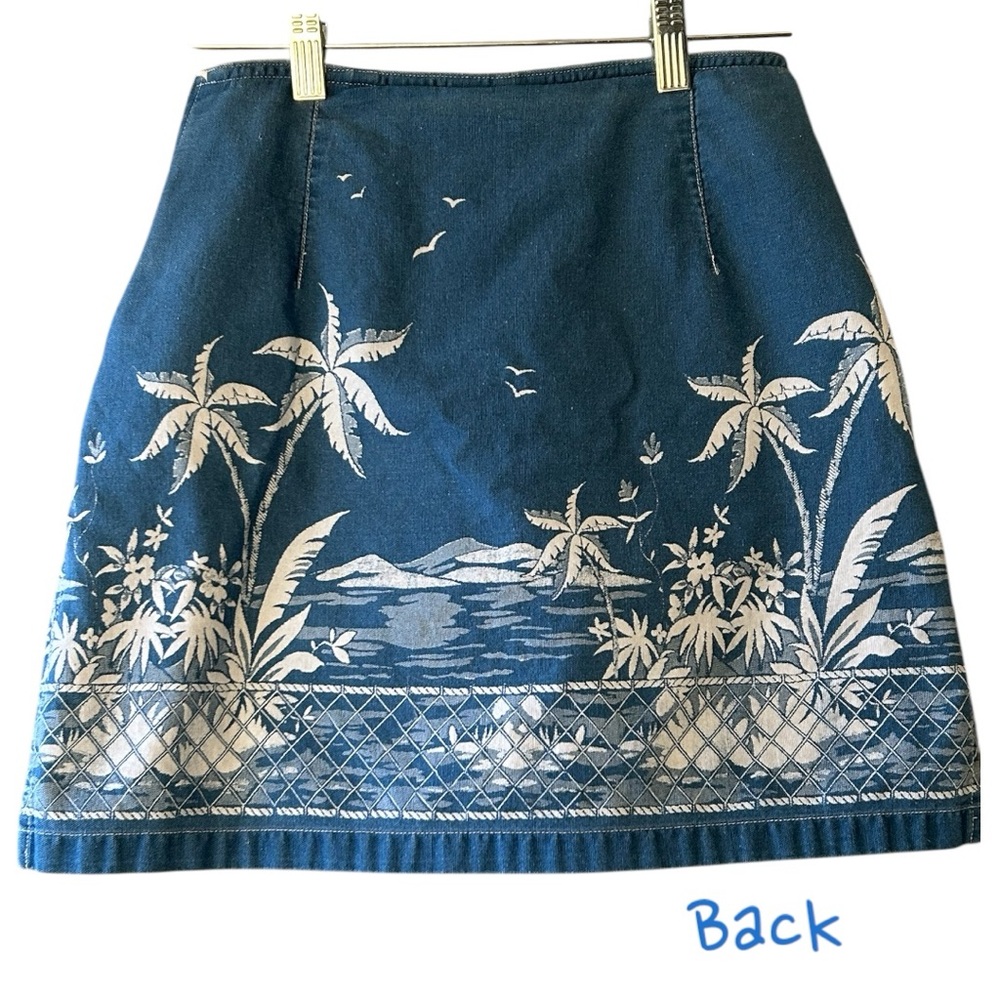 VTG Liz Claiborne Tropical Denim Skirt 2 Petite - Picture 2 of 11